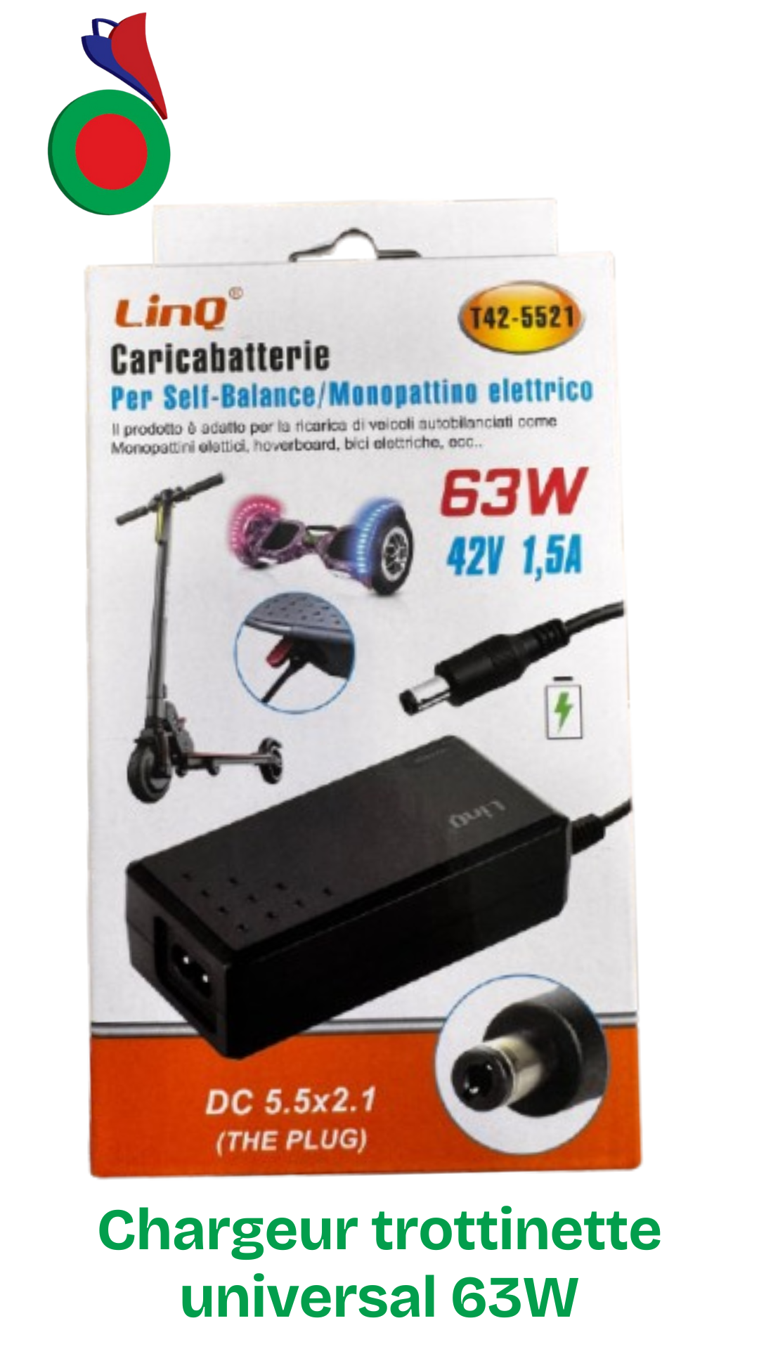 Chargeur moto trottinette et vélo électrique 63W LinQ T42-5521